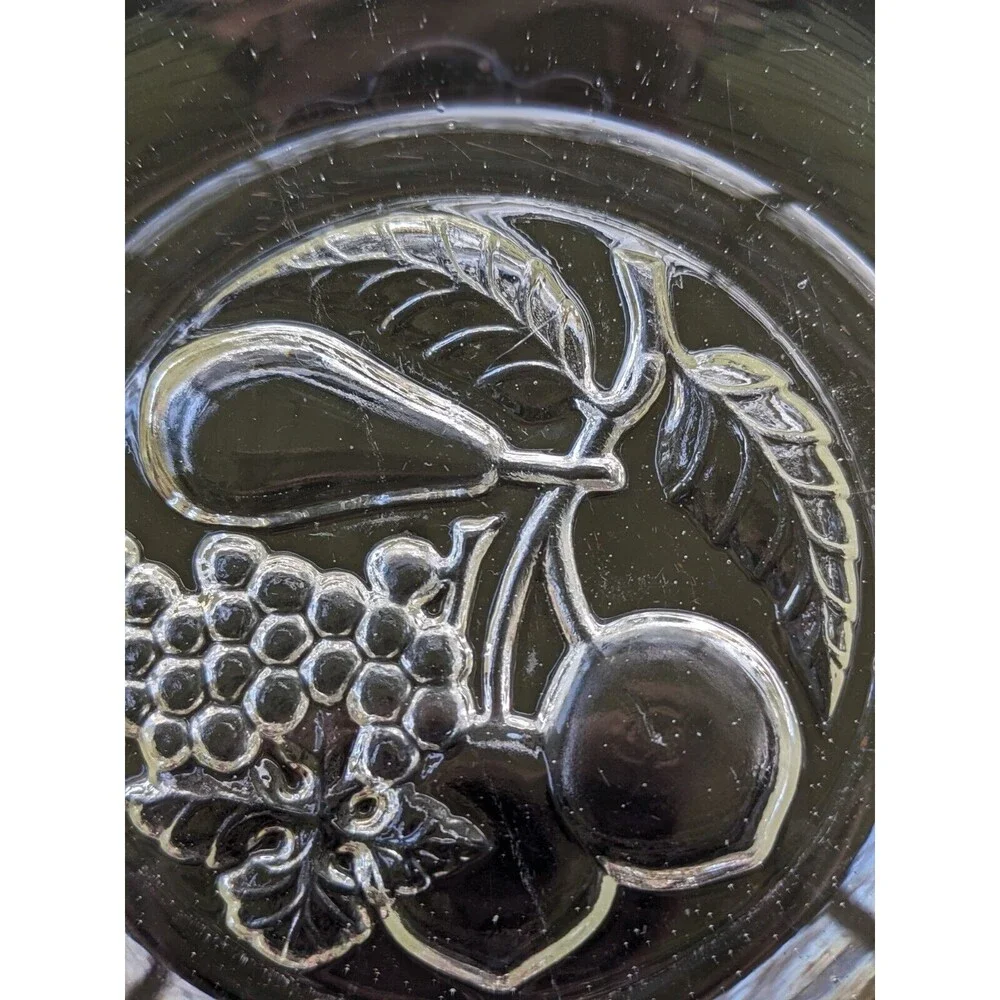 Vintage Clear Pressed Glass Berry/ Dessert Bowl Set Of Two Bottom Bubble Handles